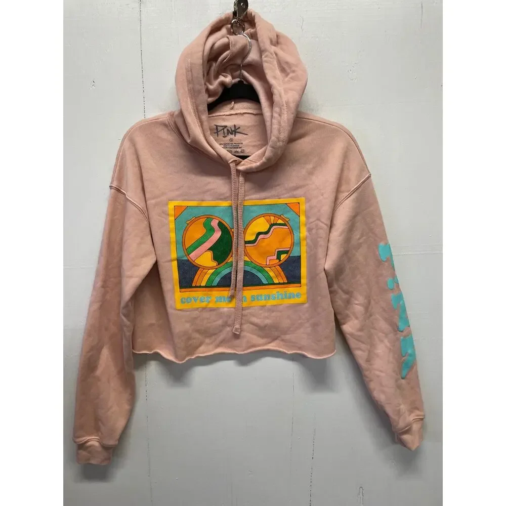 P!NK Women's Cropped Hoodie Size Small Cover Me In Sunshine Peach Hoodie - Picture 1 of 10